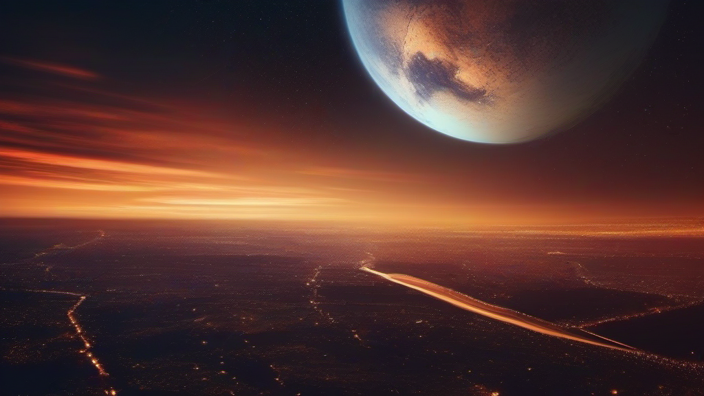 A retired satellite re-enters the Earth's atmosphere, leaving a fiery trail against a starry twilight sky.