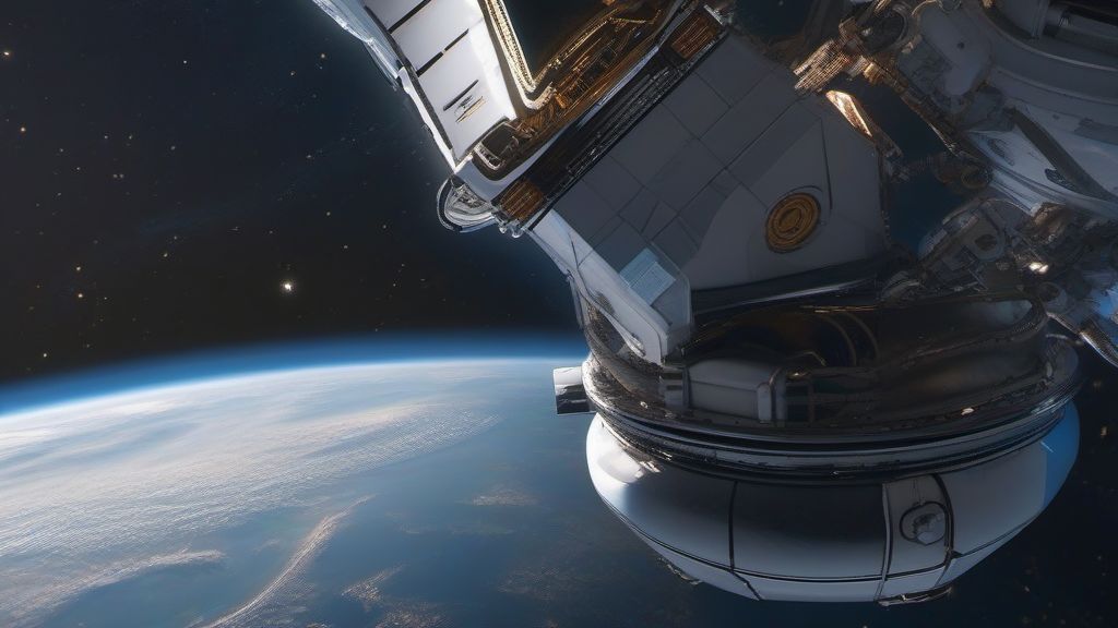 A robotic arm carefully guides a retired satellite through space towards responsible disposal.
