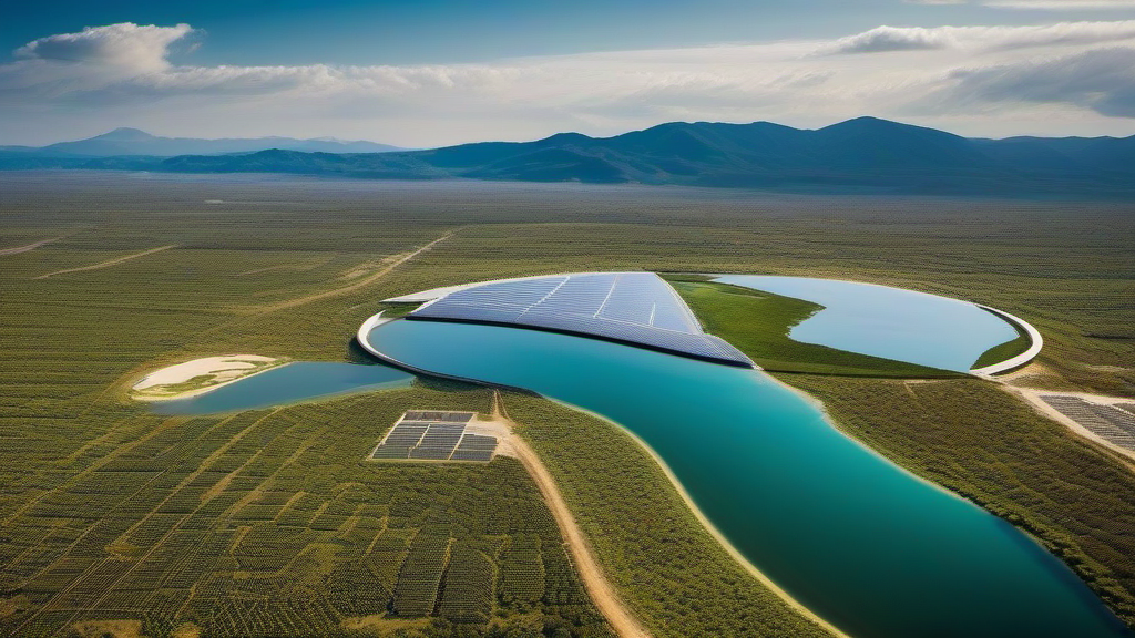 A breathtaking panorama of Earth from space, featuring sustainable orbital infrastructure harmoniously integrated with our planet's beauty.